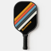 レトロダークレインボー（名前あり） ピックルボールラケット (裏面)