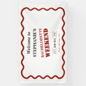 レトロダークレッド波状縁どバチェロレッテ週末 横断幕 (縦)