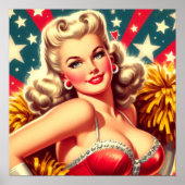 レトロチアリーダーのピンアップ ポスター (正面)