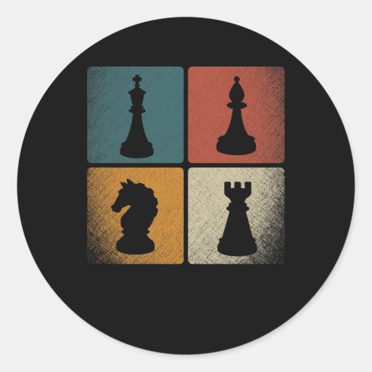 レトロチェスの駒クルーヴィンテージチェスの恋人 ラウンドシール (正面)