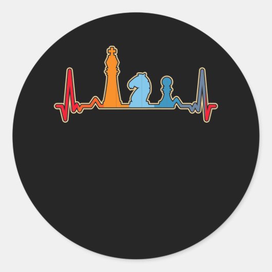 レトロチェスハートビートボードゲームのチェス駒 ラウンドシール (正面)