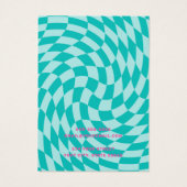 レトロチェッカーボードスワールアクアブルーイヤリングカード (裏面)