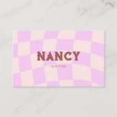 レトロチェッカーボードスワールピンク 名刺 (正面)