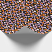 レトロチェッカーボードハロウィーン幽霊とカボチャ ラッピングペーパー (角)