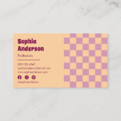 レトロチェッカーボードピーチ&パープル 名刺 (裏面)