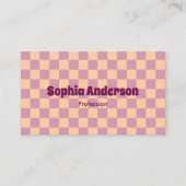 レトロチェッカーボードピーチ&パープル 名刺 (正面)
