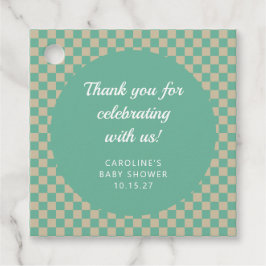レトロチェッカーボードミントシャワーカスタムありがとう フェイバータグ