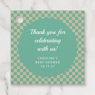 レトロチェッカーボードミントシャワーカスタムありがとう フェイバータグ