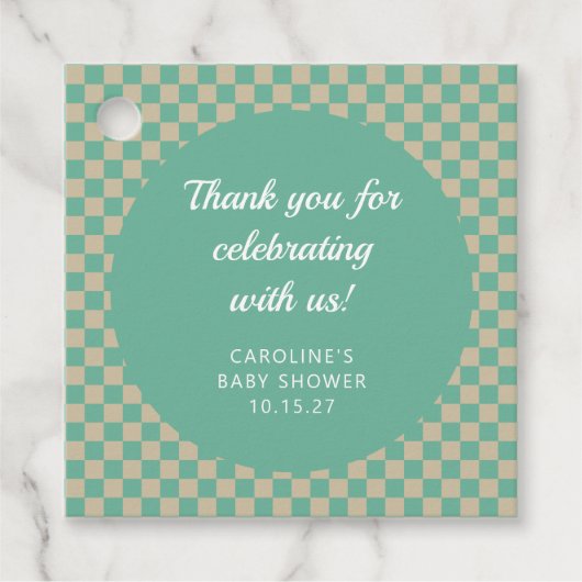 レトロチェッカーボードミントシャワーカスタムありがとう フェイバータグ (正面)