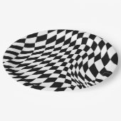 レトロチェッカーボードワンハッピードゥードパーティー ペーパープレート (アングル)