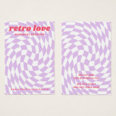 レトロチェッカーボード渦波パープルイヤリングカード (正面&裏面)