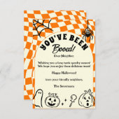 レトロチェッカーボードYou've Been Booed Note Card サンキューカード (正面/裏面)