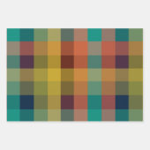 レトロチェックとミッドモダンストライプ ラッピングペーパーシート (正面3)