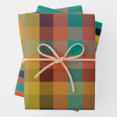 レトロチェックとミッドモダンストライプ ラッピングペーパーシート (インサイチュ)