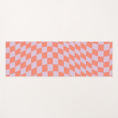 レトロチェックパターン薄紫及びオレンジ色のチェッカー盤 ヨガマット (正面(横))