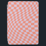 レトロチェックパターン薄紫及びオレンジ色のチェッカー盤 iPad AIR カバー<br><div class="desc">レトロ市松模様にパターン – 薄紫とオレンジ色のツイストチェック/波状および反ったチェッカーボード</div>