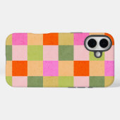 レトロチェックピンクのオレンジ色の緑 Case-Mate iPhoneケース (裏面 (横))
