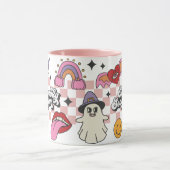 レトロチェック不気味シーズンガーリーハッピーハローウィン マグカップ (中央)