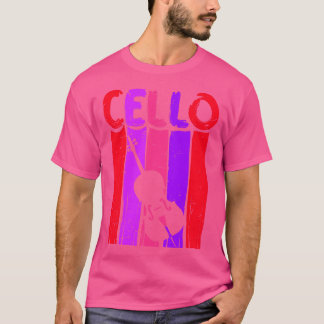レトロチェロアートチェリストギフトアイディアチェロプレーヤーレッド Tシャツ