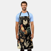 レトロチキンファームパターン エプロン (着用した状態)