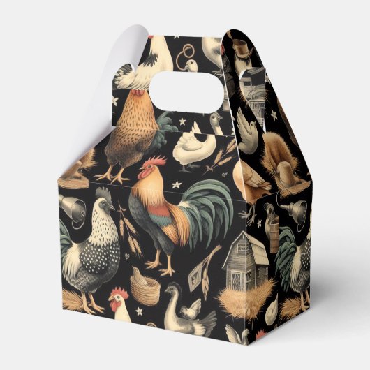 レトロチキンファームパターン フェイバーボックス (正面サイド)