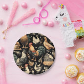 レトロチキンファームパターン ペーパープレート (パーティー)