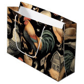 レトロチキンファームパターン ラージペーパーバッグ (正面アングル)