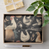 レトロチキンファームパターン 薄葉紙 (ギフト)