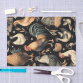 レトロチキンファームパターン 薄葉紙 (クラフト)