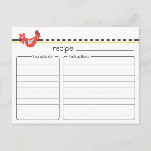 レトロチキンレシピカード ポストカード (正面)