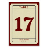 レトロチケットスタブウェディング受付テーブル番号 テーブルナンバー (正面)