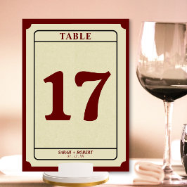 レトロチケットスタブウェディング受付テーブル番号 テーブルナンバー