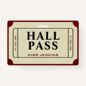 レトロチケットスタブスクール先生学生ホールパス バッジ (正面)