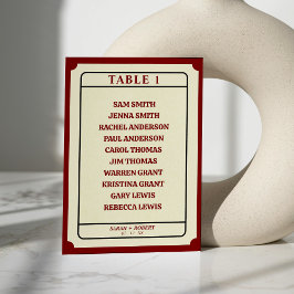 レトロチケットス結婚スタブの座席表 テーブルナンバー