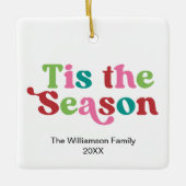 レトロチザシーズンブライトホリデークリスマス セラミックオーナメント (正面)