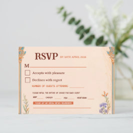 レトロチックな結婚式のRSVPカード 出欠カード