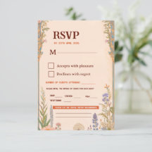 レトロチックな結婚式RSVPカード