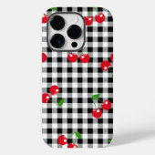 レトロチックな赤いチェリー&ブラック/ホワイトのギンガムタータン Case-Mate iPhoneケース (裏面)