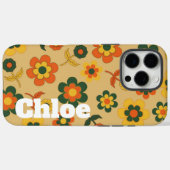 レトロチックオレンジフローラルパタンお洒落春 Case-Mate iPhoneケース (裏面 (横))