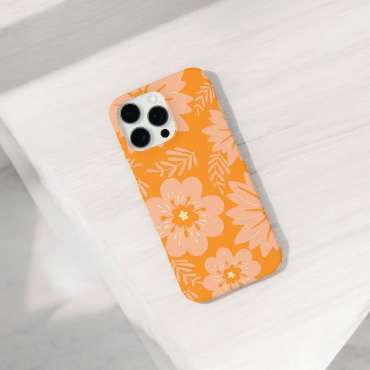 レトロチックオレンジフローラルパタンお洒落春 Case-Mate iPhoneケース
