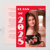 レトロチックスクリプト クラス オブ 2025 フォト オープン ハウス 招待状 (正面/裏面)