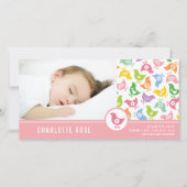 レトロチックス女の子の誕生発表フォトカード 案内状 (正面)