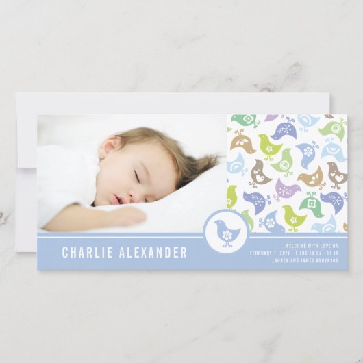 レトロチックス男の子の誕生発表フォトカード 案内状 (正面)