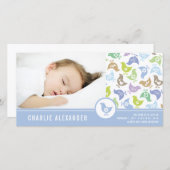 レトロチックス男の子の誕生発表フォトカード 案内状 (正面/裏面)