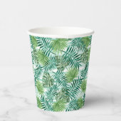 レトロチックトロピカルグリーンパーム葉ズアートパターン 紙コップ (右)