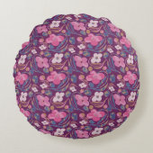 レトロチックフローラルパターン ラウンドクッション (正面)