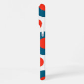 レトロチックレッド、オレンジ&ブルーフローラルパターン iPhoneケース (左側面)