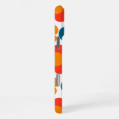 レトロチックレッド、オレンジ&ブルーフローラルパターン iPhoneケース (右側面)