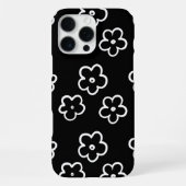 レトロチック 黒白 花柄 ホイッスル iPhoneケース (裏面)