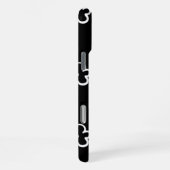 レトロチック 黒白 花柄 ホイッスル iPhoneケース (右側面)